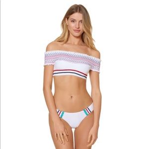 Red Carter IPANEMA off shoulder ruffle bikini